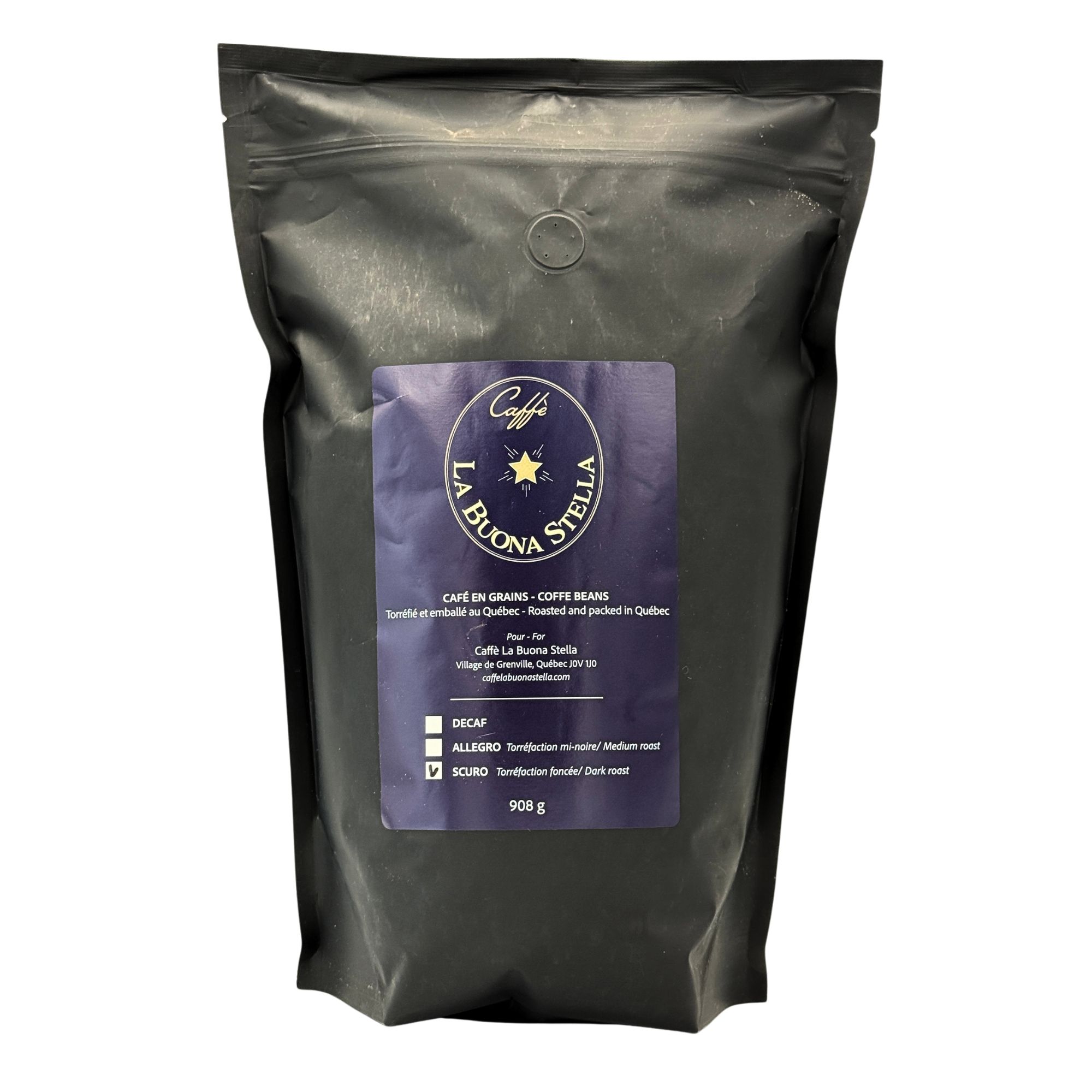 Café en grains mélange Scuro Torréfaction Noir Caffè La Buona Stella 900g
